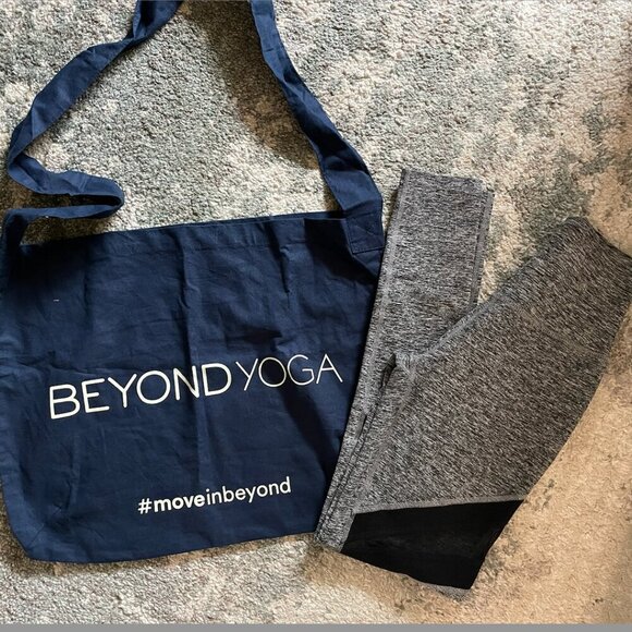 Beyond Yoga Slant Get Enough High Waisted Legging Heather Gray with Tote Bag - Picture 2 of 11